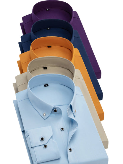 Men's Solid Color Shirt - Collared Long Sleeve – Royal blue dark – blue option – view 10