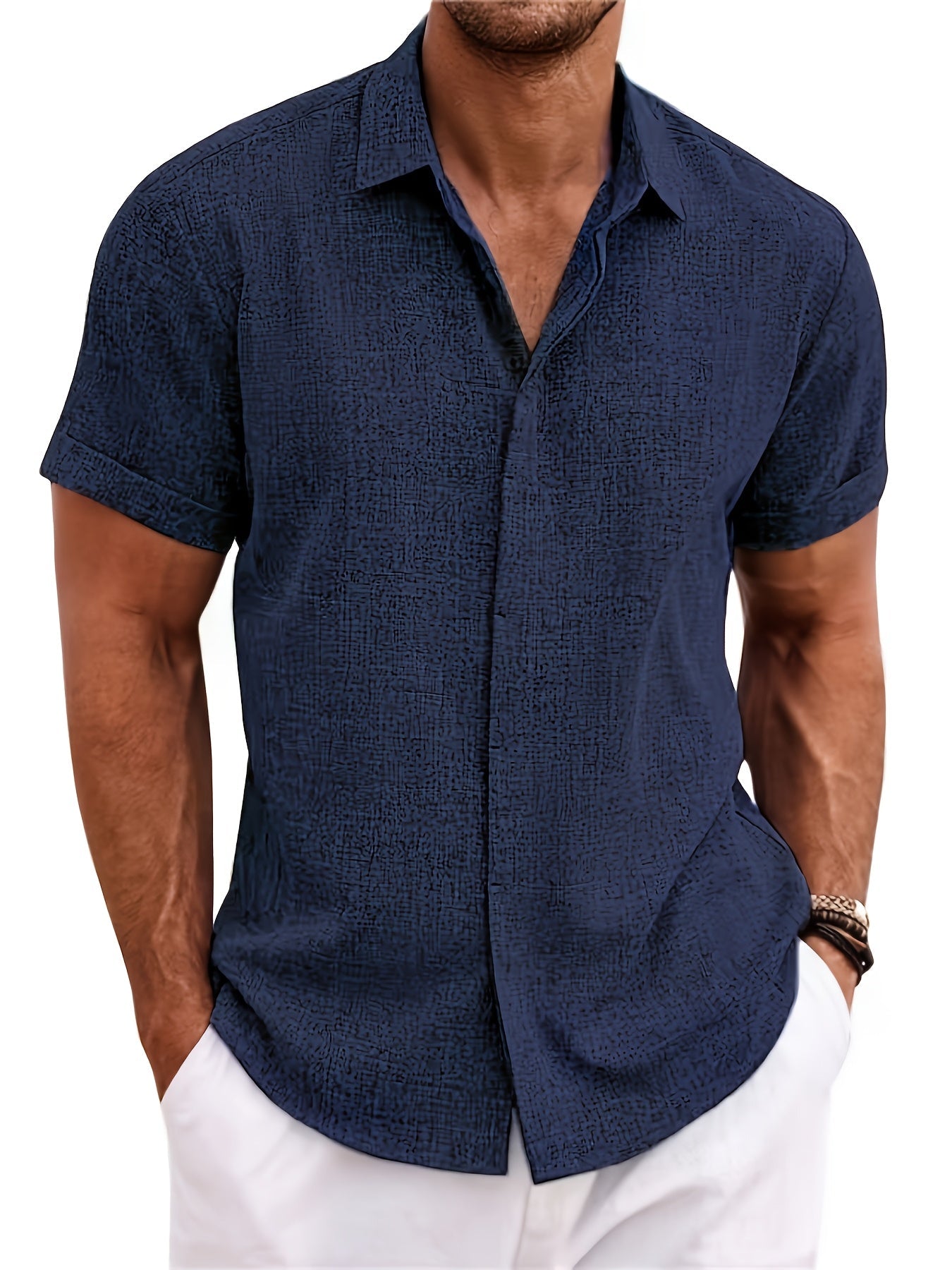 Men's Solid Color Shirt - Collared Short Sleeve – view 9