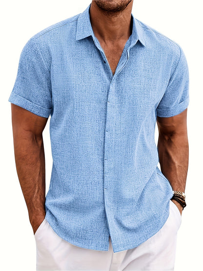 Men's Solid Color Shirt - Collared Short Sleeve – Black option – main product image