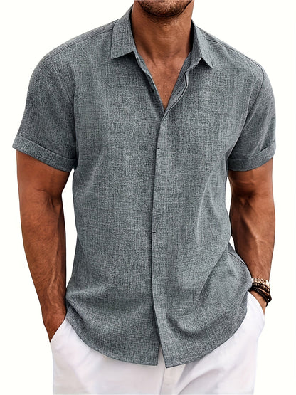 Men's Solid Color Shirt - Collared Short Sleeve – Black option – view 5