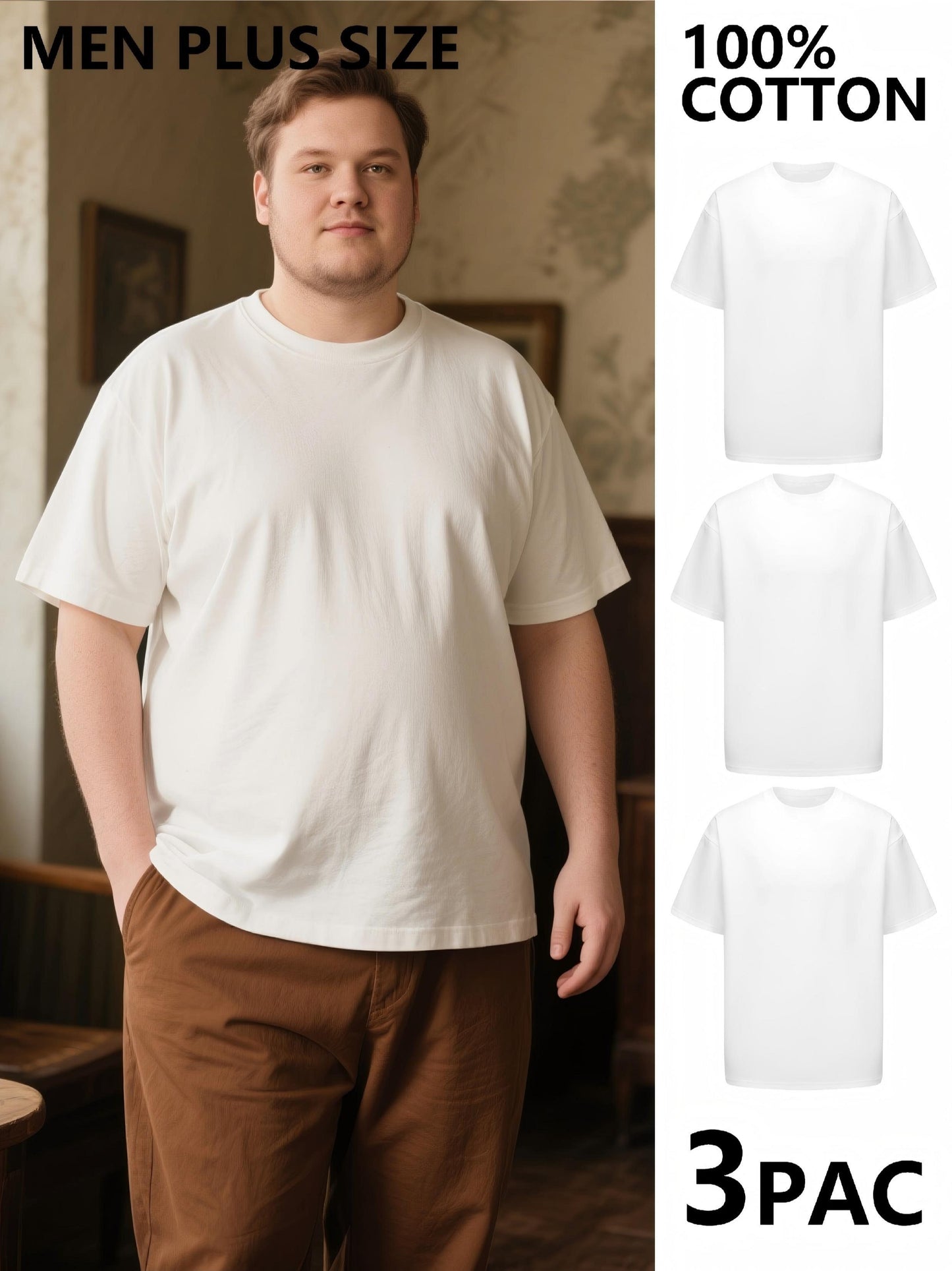 Men's Solid Color Shirt - Crew Neck Short Sleeve – 5-Variant Selection – main product image