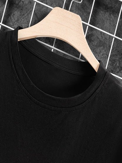 Men's Solid Color Shirt - Crew Neck Short Sleeve – Black Colorway 45157 – view 8