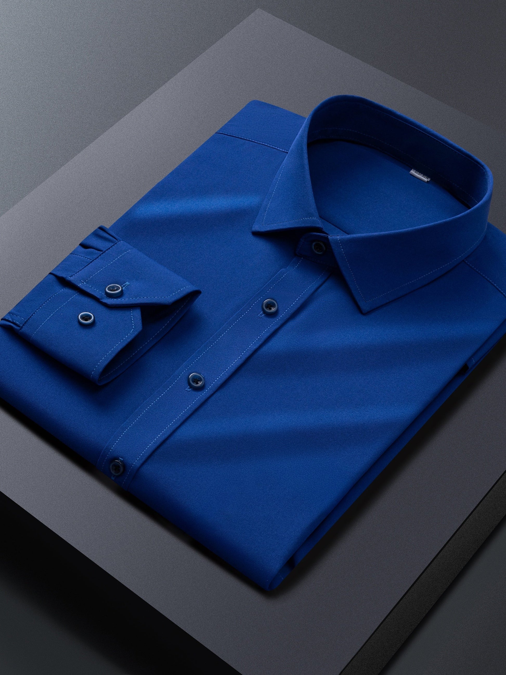 Men's Solid Color Shirt - Long Sleeve – White / Blue – view 10