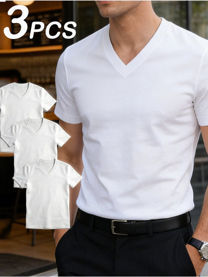 Men's Solid Color T-Shirt - V-Neck Short Sleeve – main product image