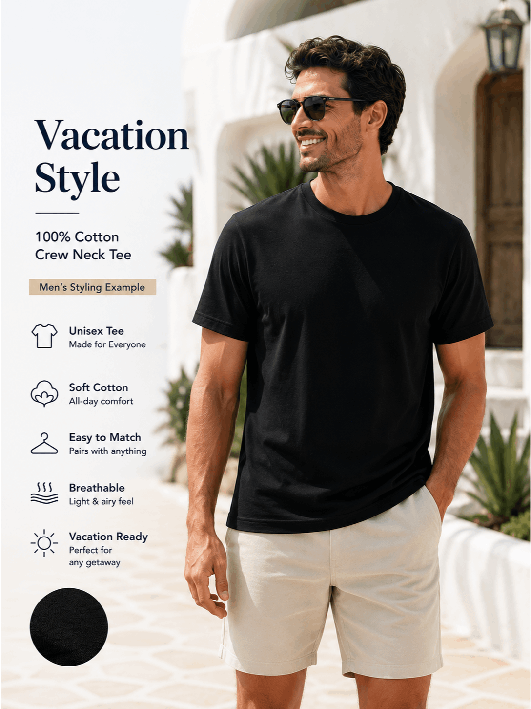 Men's Solid Color T-Shirt - V-Neck Short Sleeve – view 17