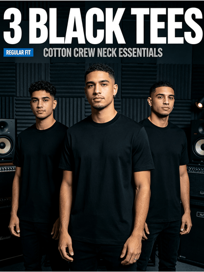 Men's Solid Color T-Shirt - V-Neck Short Sleeve – Black option – view 12