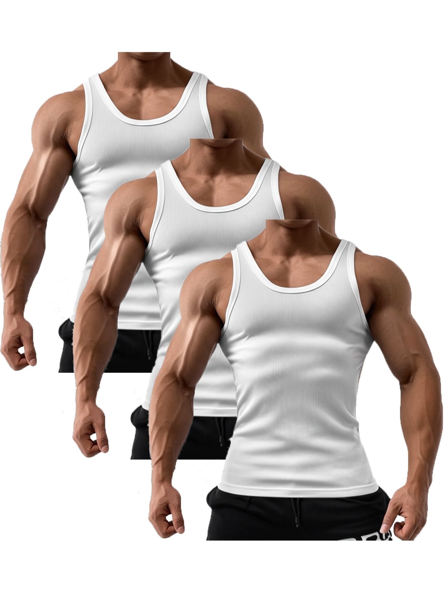Men's Solid Color Tank Top - Classic Neck Sleeveless – 100% cotton – main product image