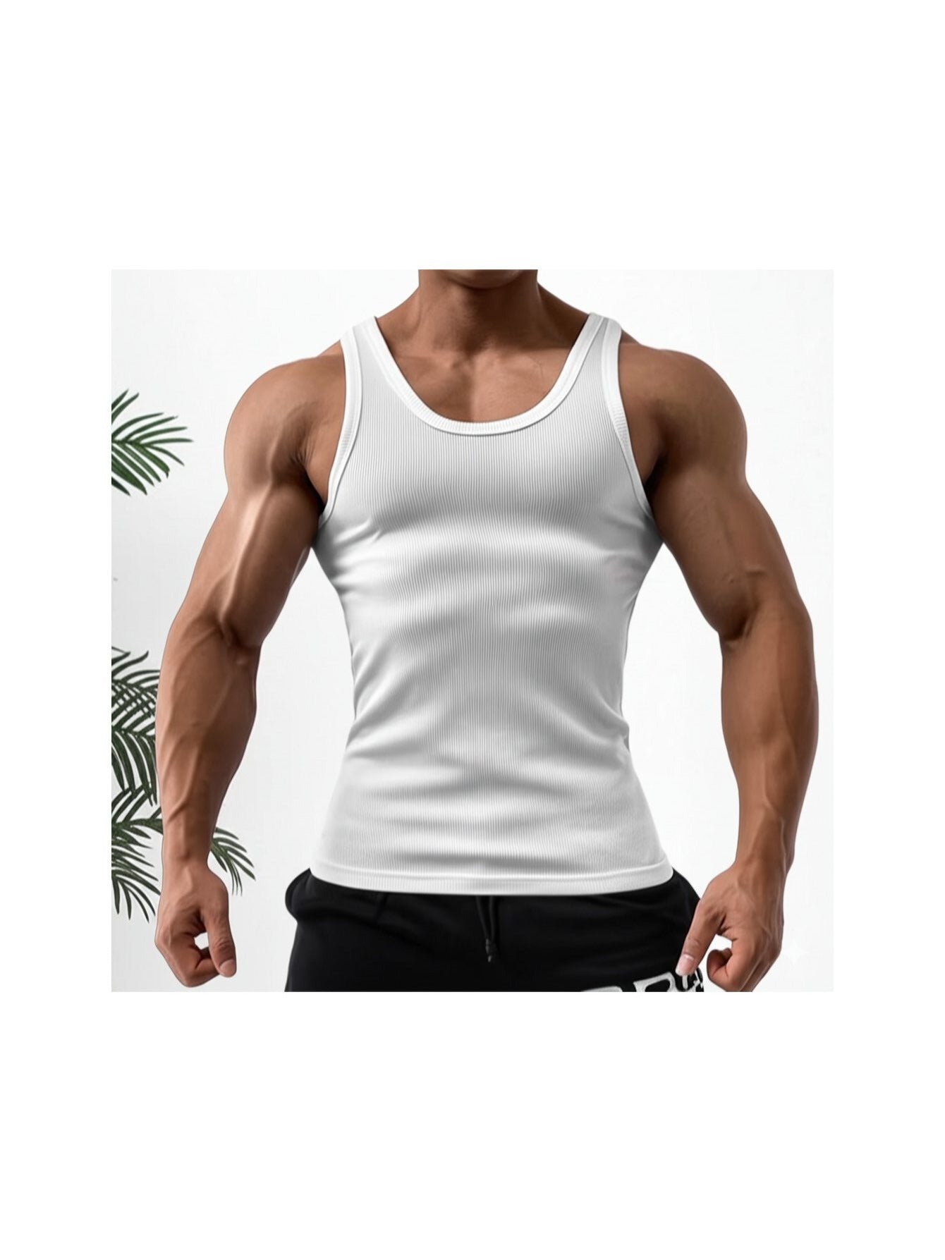 Men's Solid Color Tank Top - Classic Neck Sleeveless – 100% cotton – view 2