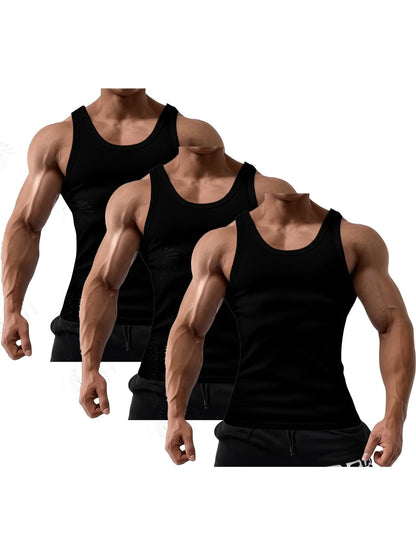 Men's Solid Color Tank Top - Classic Neck Sleeveless – 100% cotton – view 4
