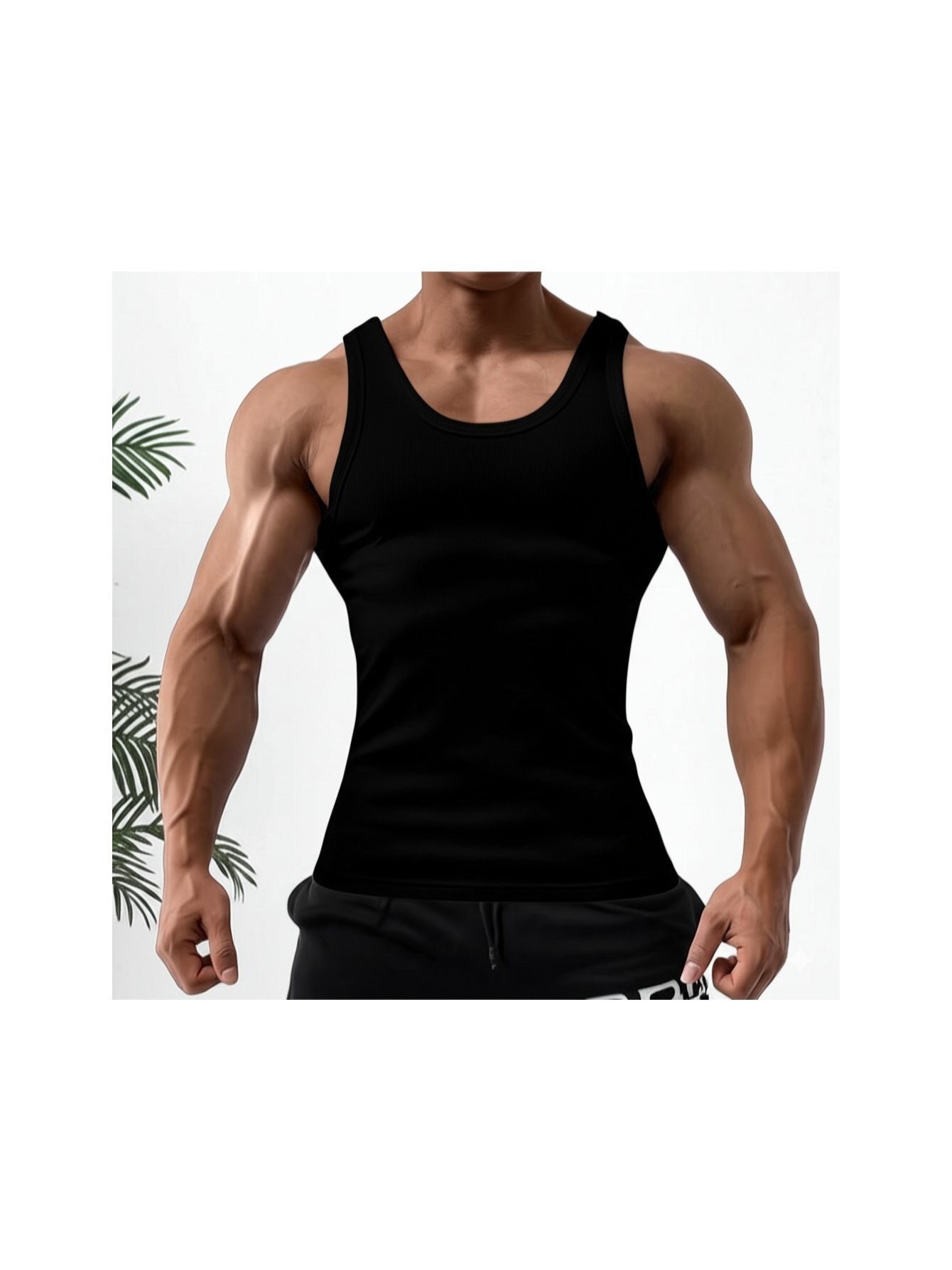 Men's Solid Color Tank Top - Classic Neck Sleeveless – 100% cotton – view 5