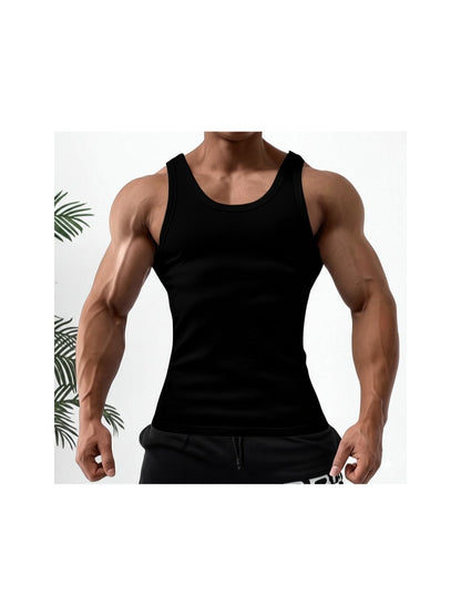 Men's Solid Color Tank Top - Classic Neck Sleeveless – 100% cotton – view 5