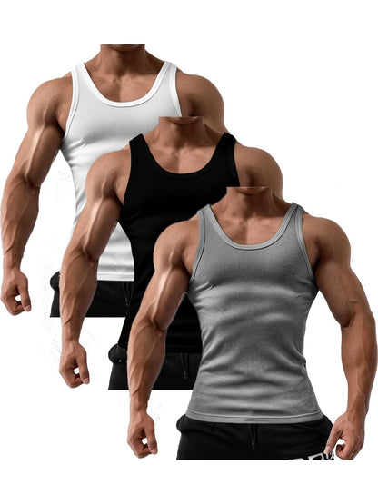 Men's Solid Color Tank Top - Classic Neck Sleeveless – 100% cotton – view 7