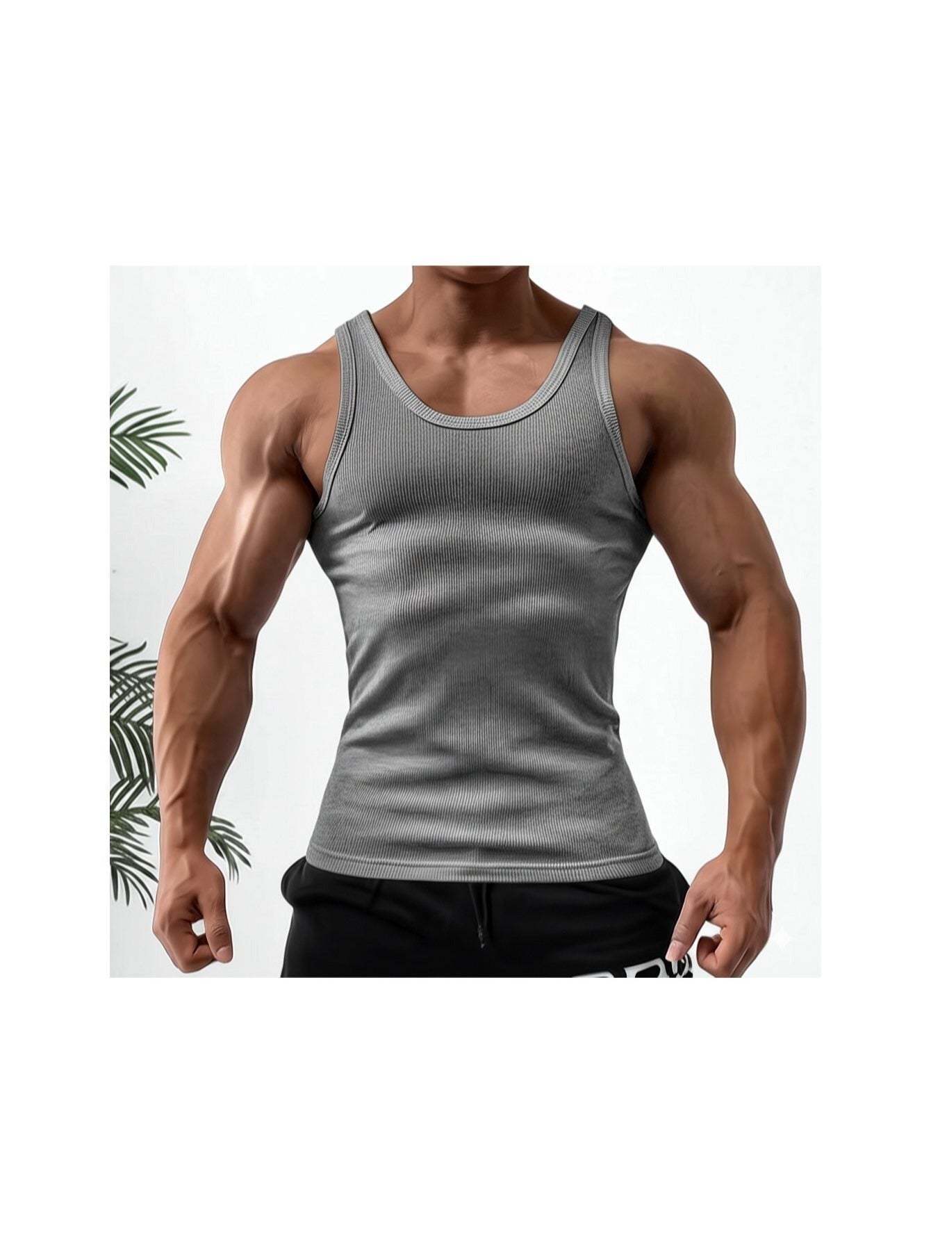 Men's Solid Color Tank Top - Classic Neck Sleeveless – 100% cotton – view 8