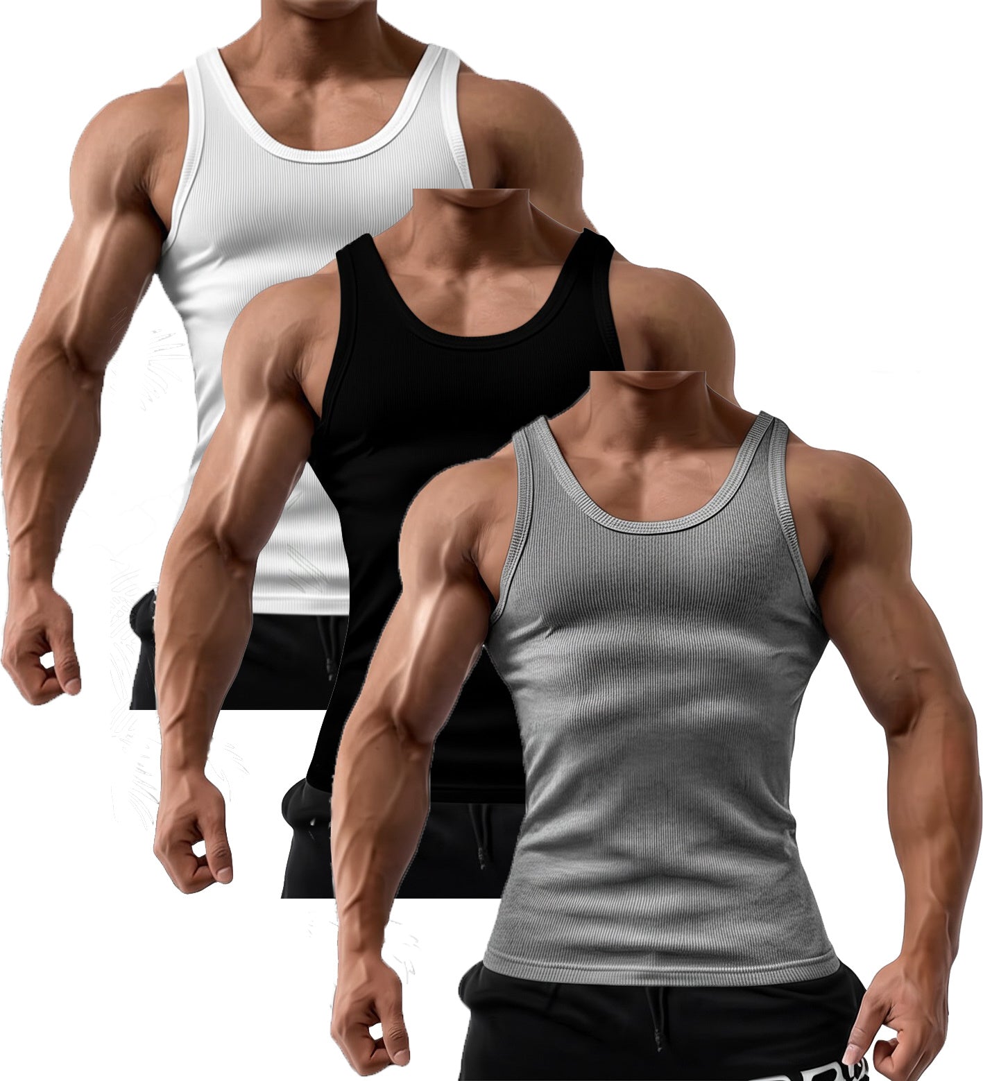 Men's Solid Color Tank Top - Classic Neck Sleeveless – 100% cotton – view 9