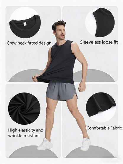 Men's Solid Color Tank Top - Crew Neck Sleeveless – view 3
