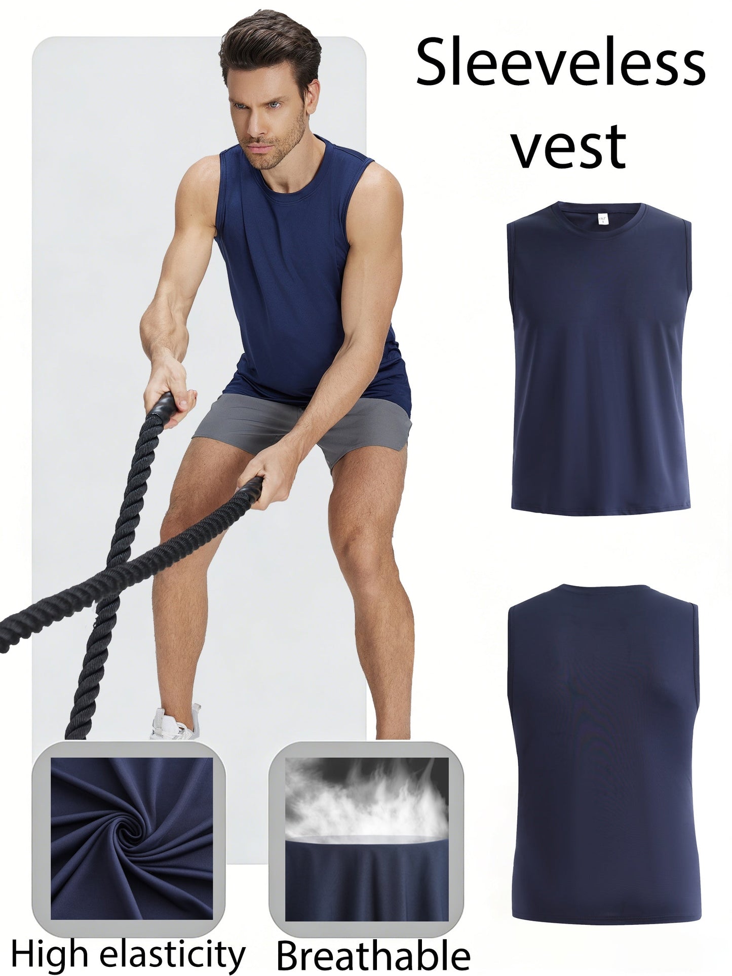 Men's Solid Color Tank Top - Crew Neck Sleeveless – view 7