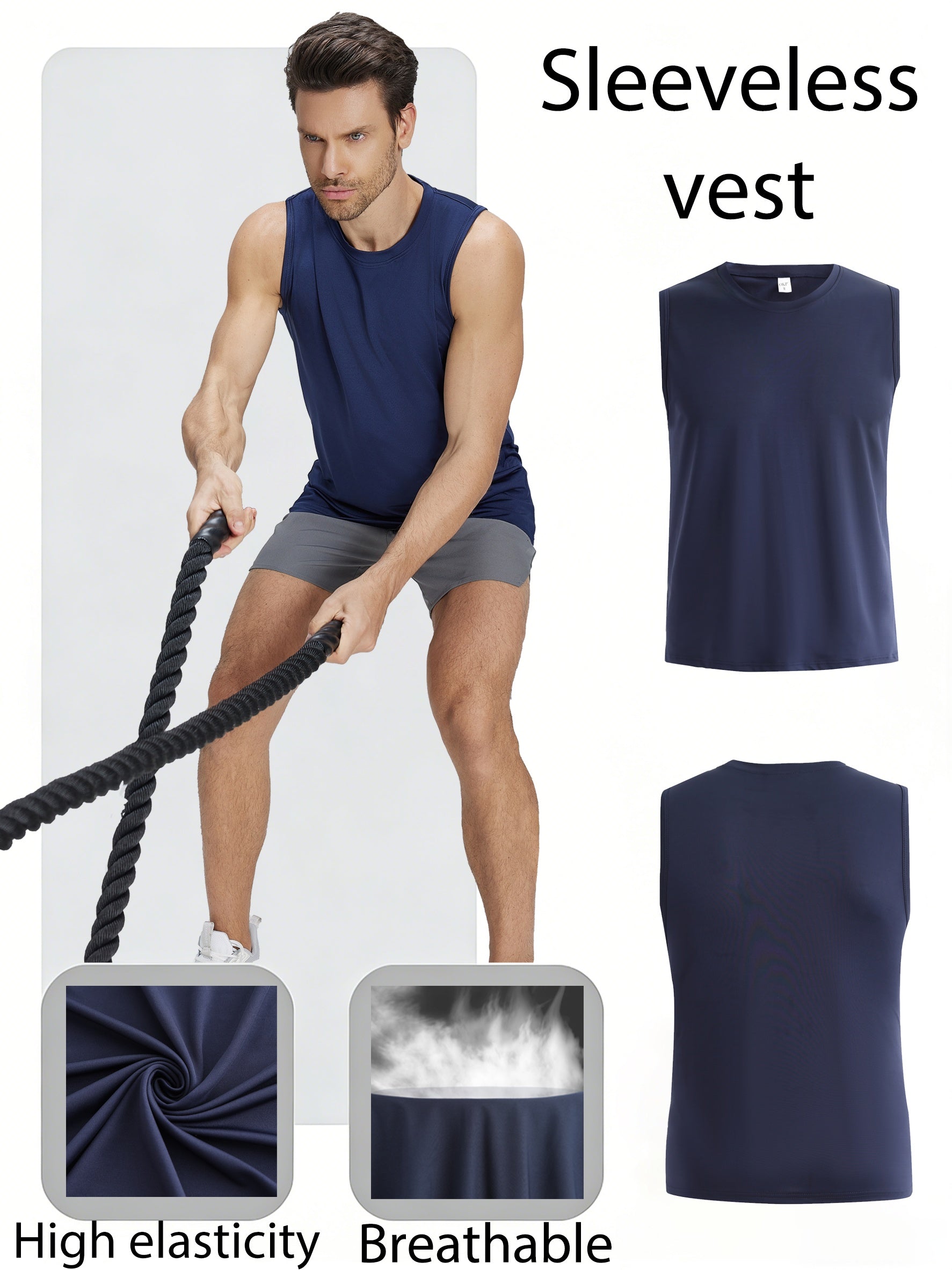 Men's Solid Color Tank Top - Crew Neck Sleeveless – view 7
