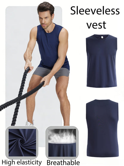 Men's Solid Color Tank Top - Crew Neck Sleeveless – view 7