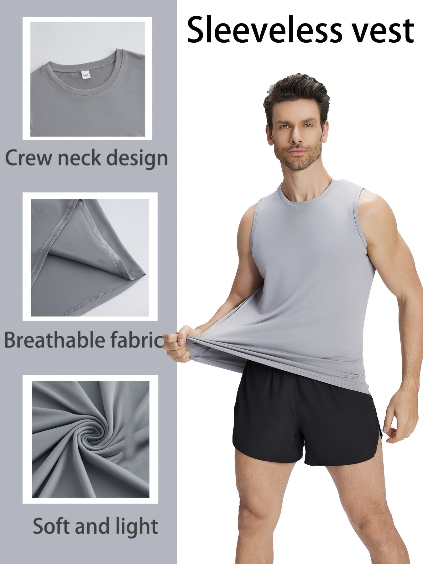 Men's Solid Color Tank Top - Crew Neck Sleeveless – view 8