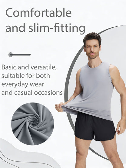 Men's Solid Color Tank Top - Crew Neck Sleeveless – view 9