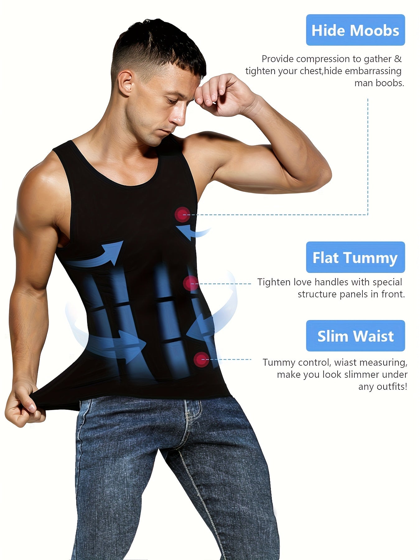 Men's Solid Color Tank Top - Sleeveless – black & white & grey & red & blue – view 6