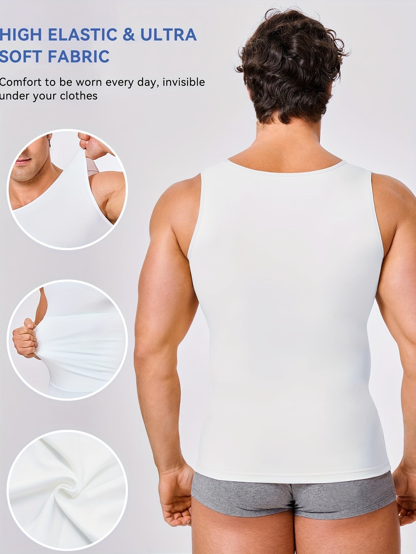 Men's Solid Color Tank Top - Sleeveless – Black Knit – view 2