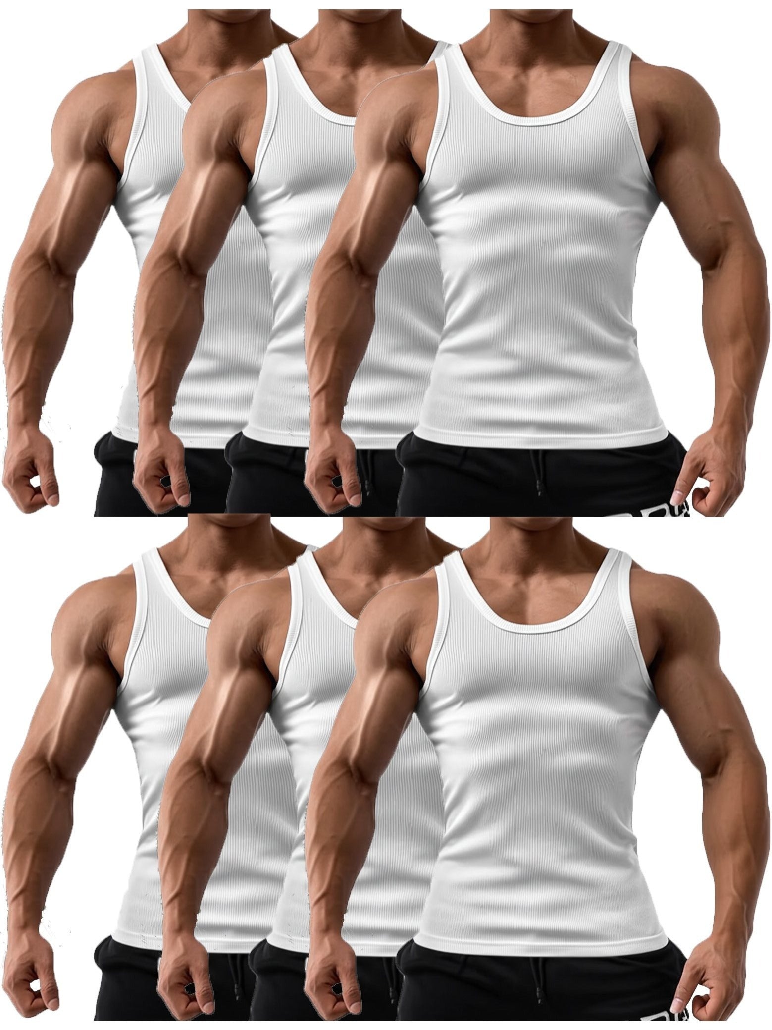 Men's Solid Color Tank Top - Sleeveless – Black / White – view 3