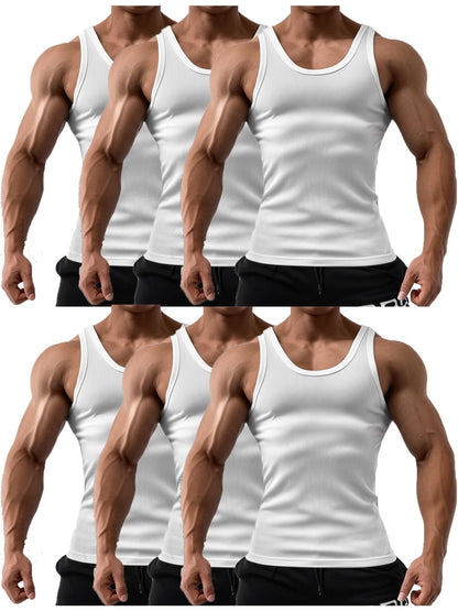 Men's Solid Color Tank Top - Sleeveless – Black / White – view 3