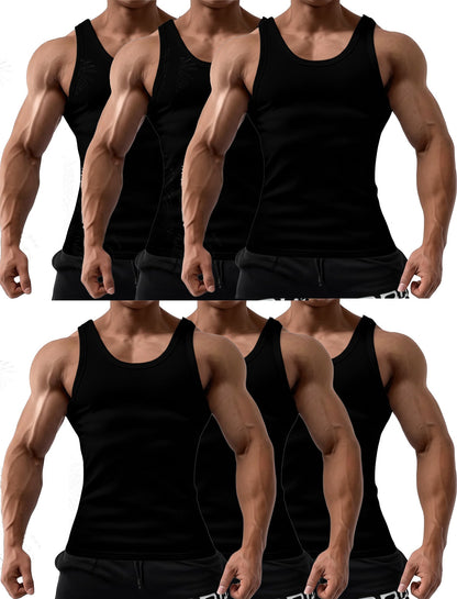 Men's Solid Color Tank Top - Sleeveless – Black / White – view 11