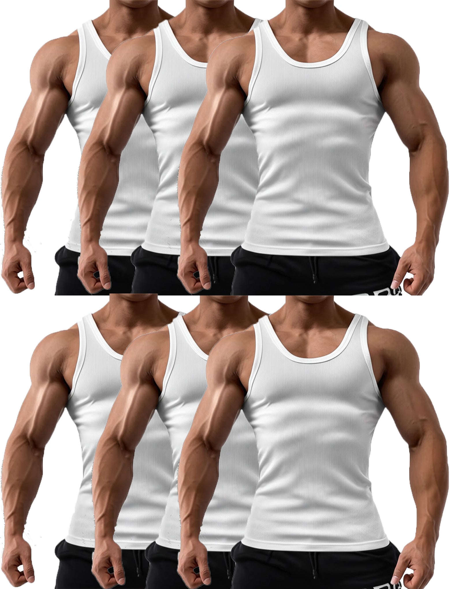 Men's Solid Color Tank Top - Sleeveless – Black / White – view 12
