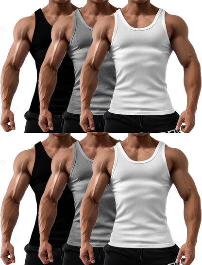 Men's Solid Color Tank Top - Sleeveless – Black / White – view 13