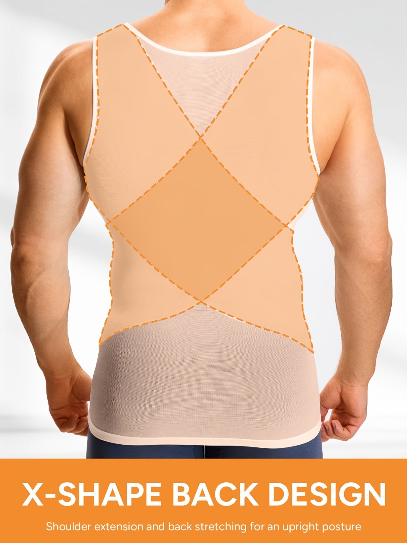 Men's Solid Color Tank Top - Sleeveless – Light Beige Knit – view 6