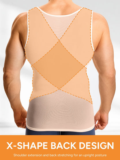 Men's Solid Color Tank Top - Sleeveless – Light Beige Knit – view 6