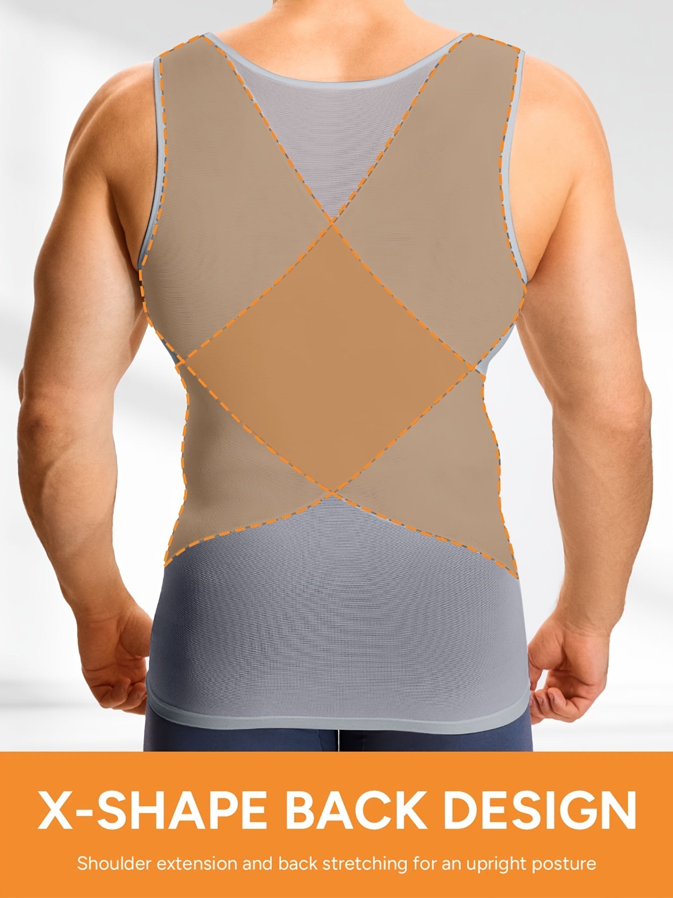 Men's Solid Color Tank Top - Sleeveless – Light Beige Knit – view 7