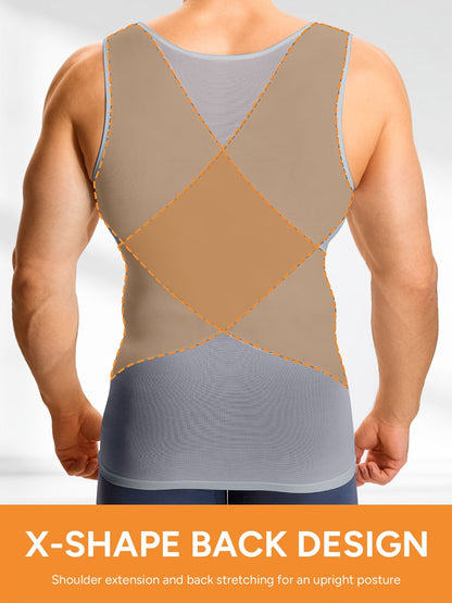 Men's Solid Color Tank Top - Sleeveless – Light Beige Knit – view 7