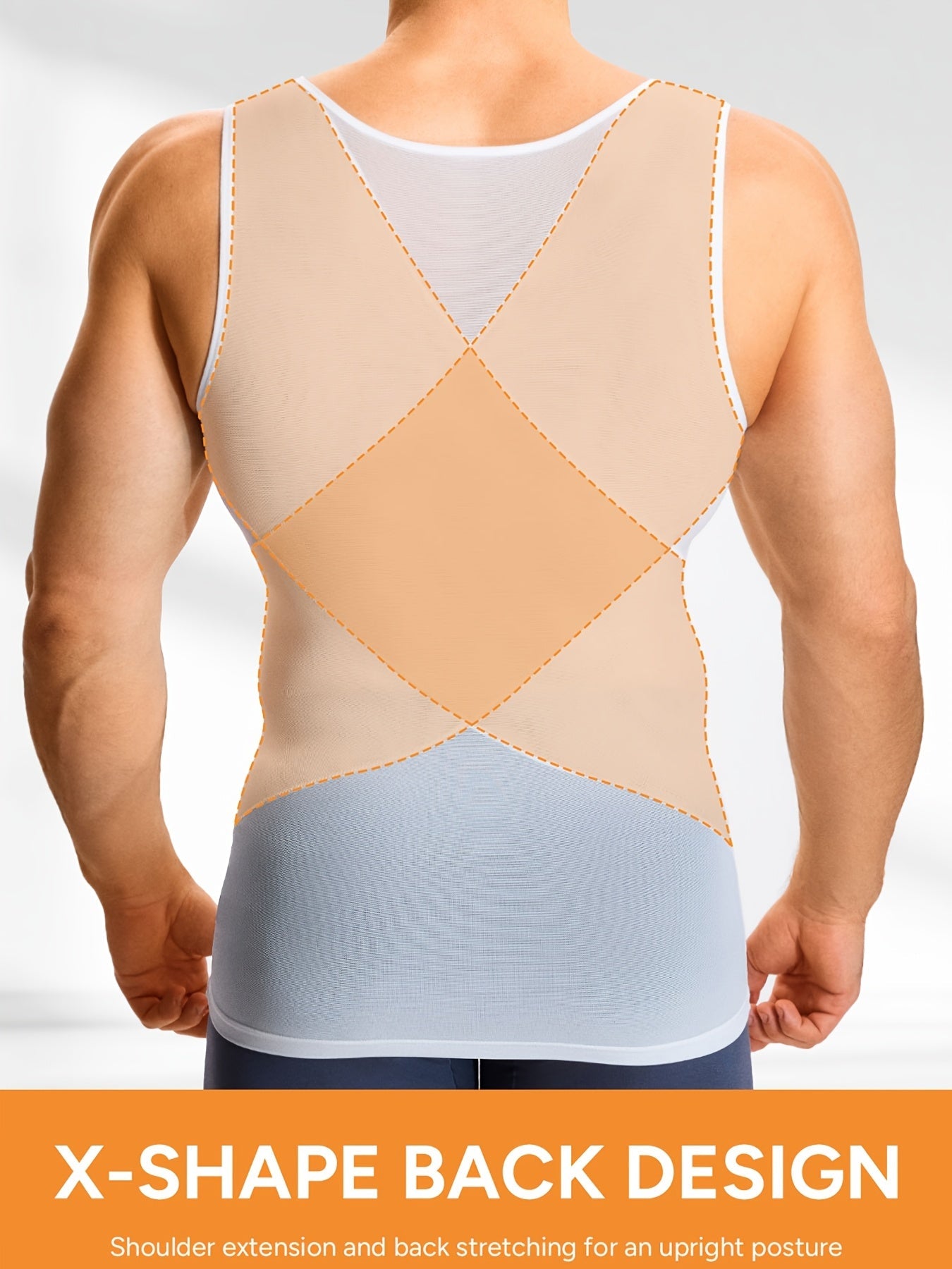 Men's Solid Color Tank Top - Sleeveless – Light Beige Knit – view 9