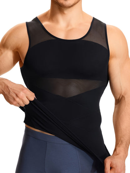 Men's Solid Color Tank Top - Sleeveless – Light Beige Knit – view 20