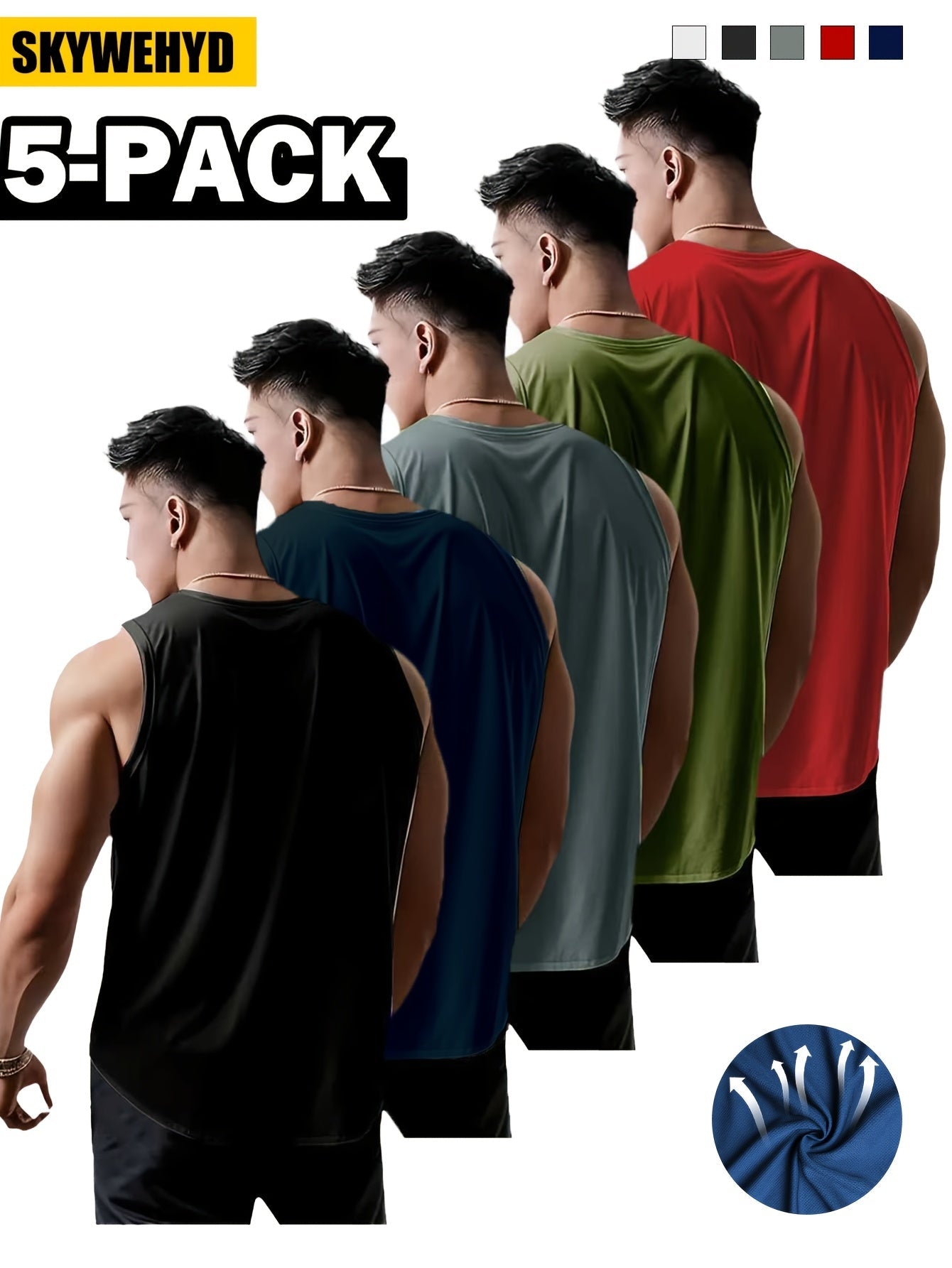Men's Solid Color Tank Top - Sleeveless – Sizes 2XL–6XL – view 9