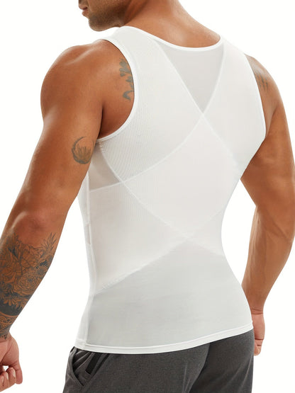 Men's Solid Color Tank Top - Sleeveless – White – view 5