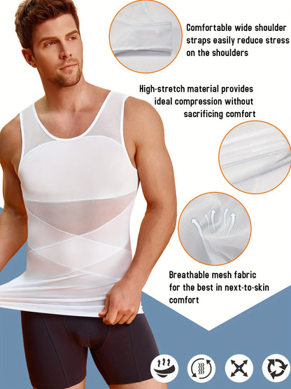Men's Solid Color Tank Top - Sleeveless – White – view 14