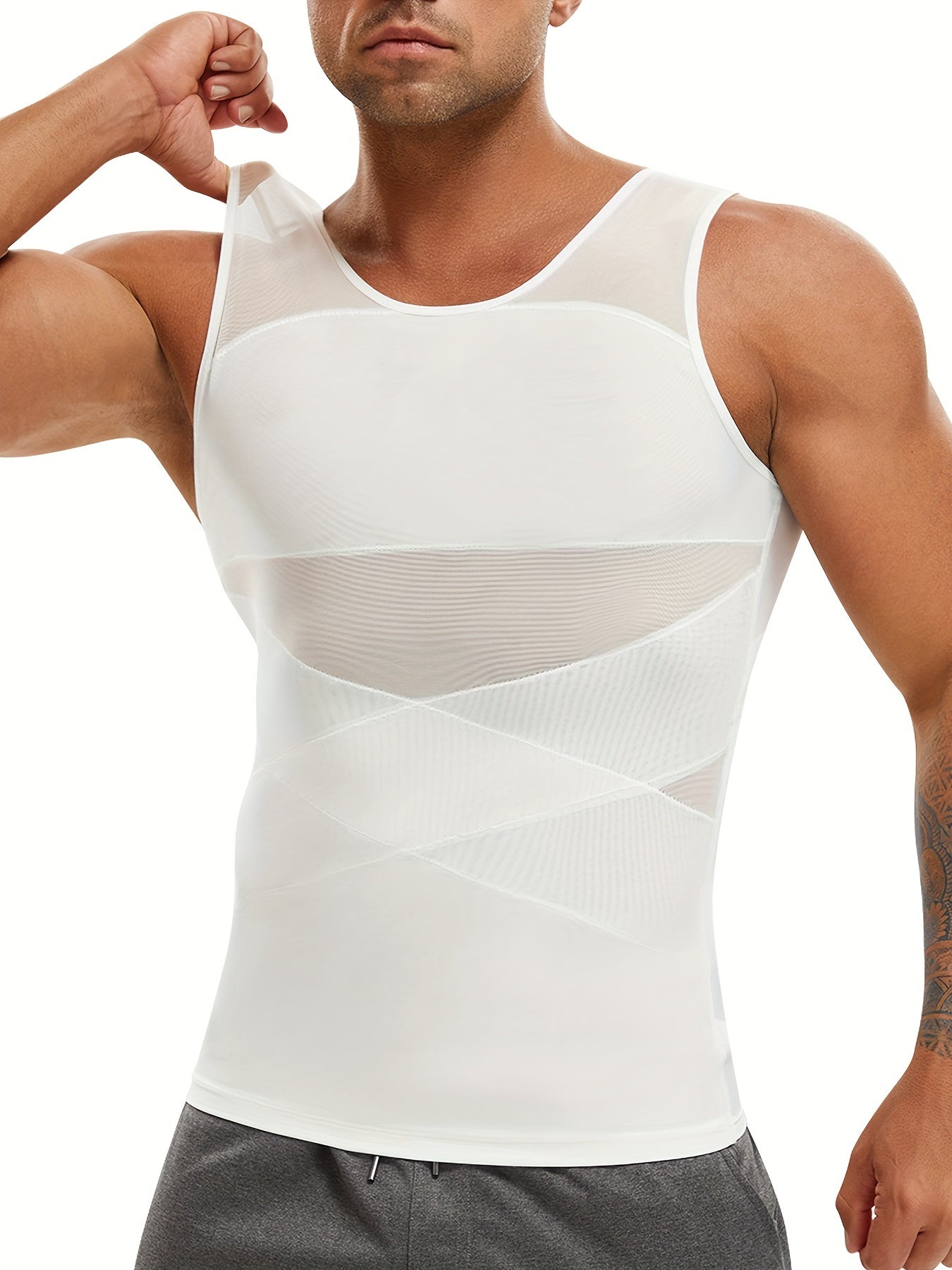 Men's Solid Color Tank Top - Sleeveless – White – White option – main product image