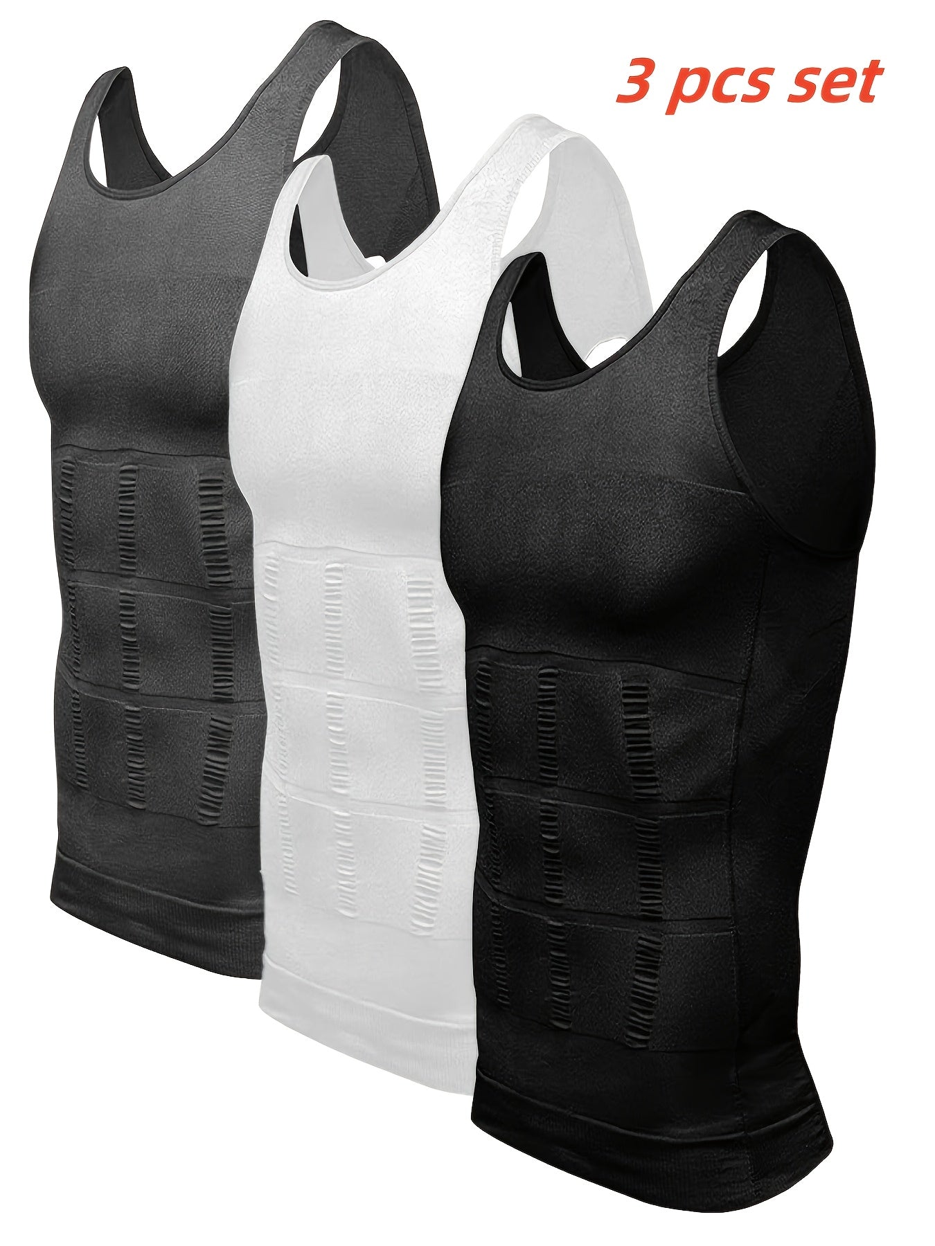 Men's Solid Color Tank Top - Sleeveless – White*3 – view 2