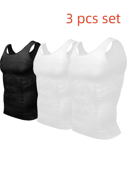 Men's Solid Color Tank Top - Sleeveless – White*3 – view 3