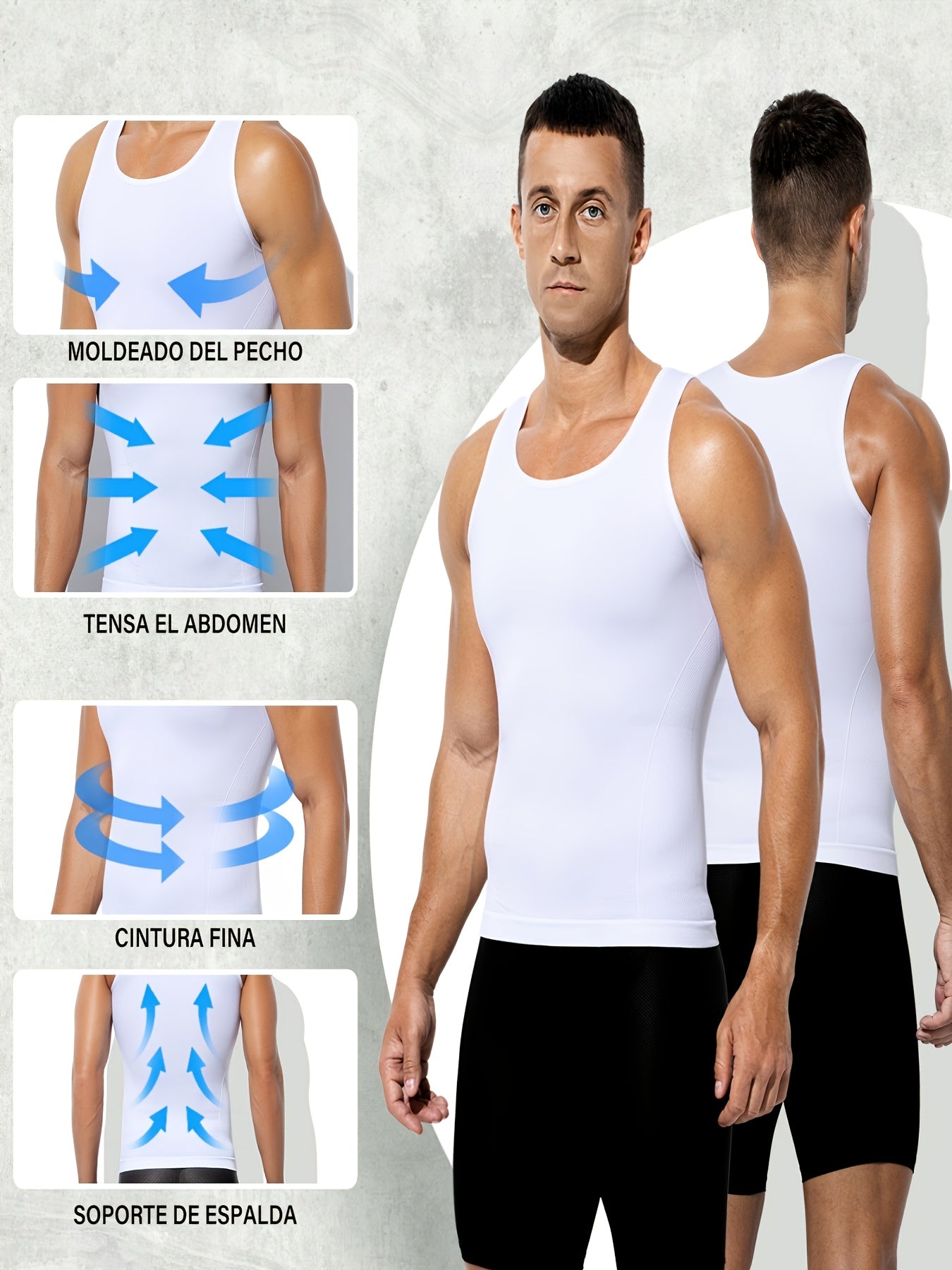 Men's Solid Color Tank Top - Sleeveless – White*3 – view 6
