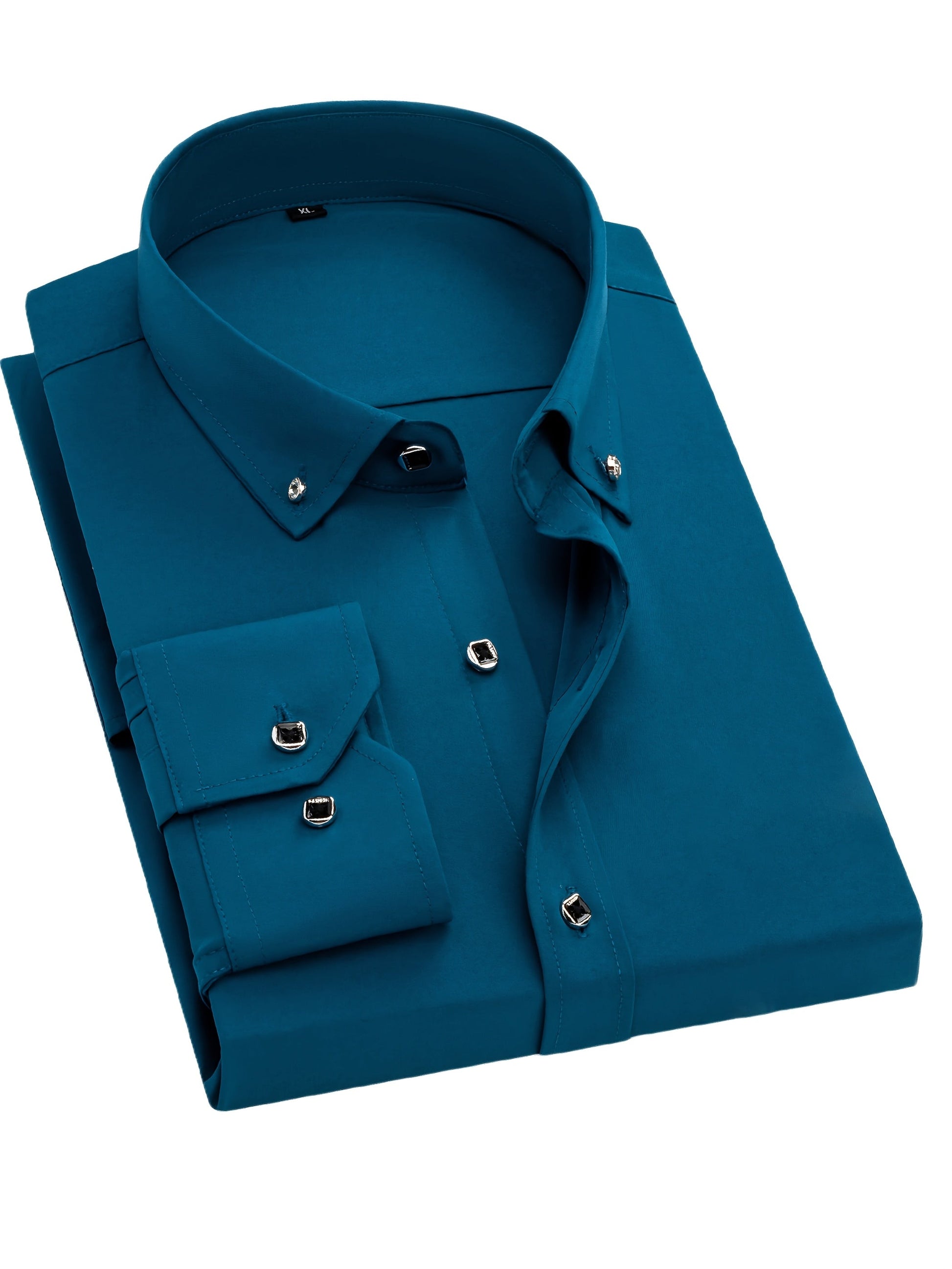 Men's Solid Long Sleeve Dress Shirt - Statement Button – view 6