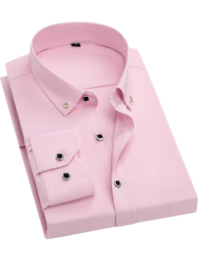 Men's Solid Long Sleeve Dress Shirt - Statement Button – view 10