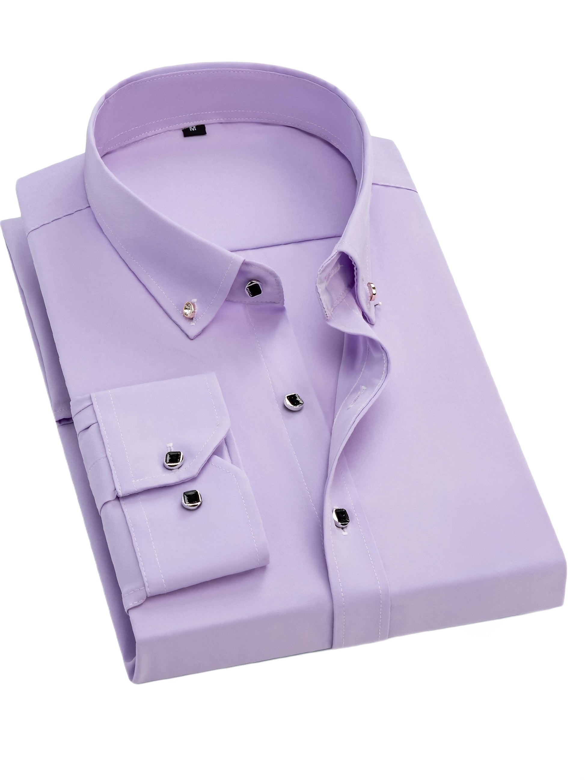 Men's Solid Long Sleeve Dress Shirt - Statement Button – view 11