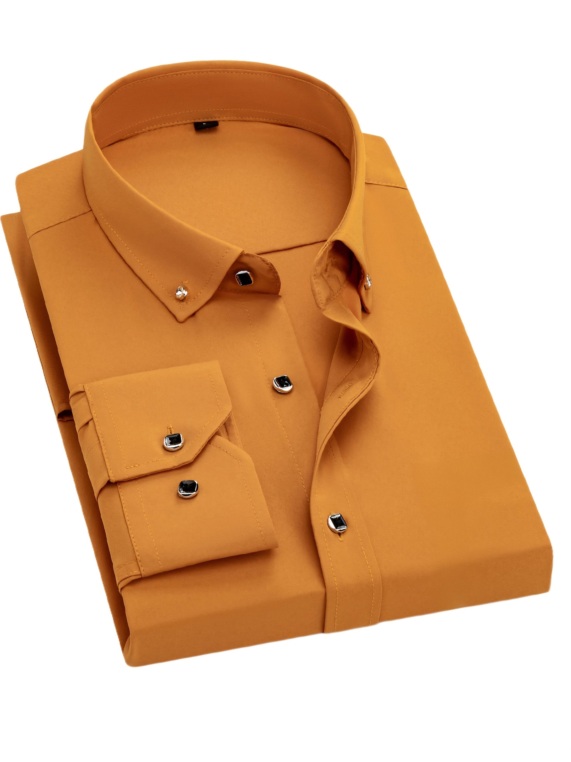 Men's Solid Long Sleeve Dress Shirt - Statement Button – view 12