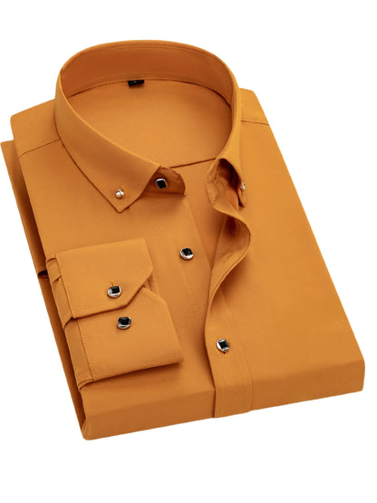 Men's Solid Long Sleeve Dress Shirt - Statement Button – view 12