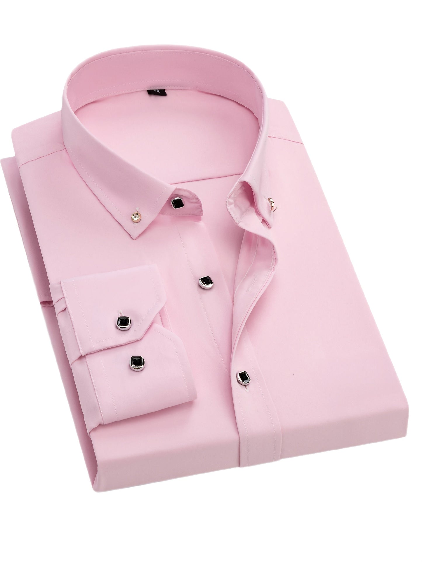 Men's Solid Long Sleeve Dress Shirt - Statement Button – Khaki option – view 4